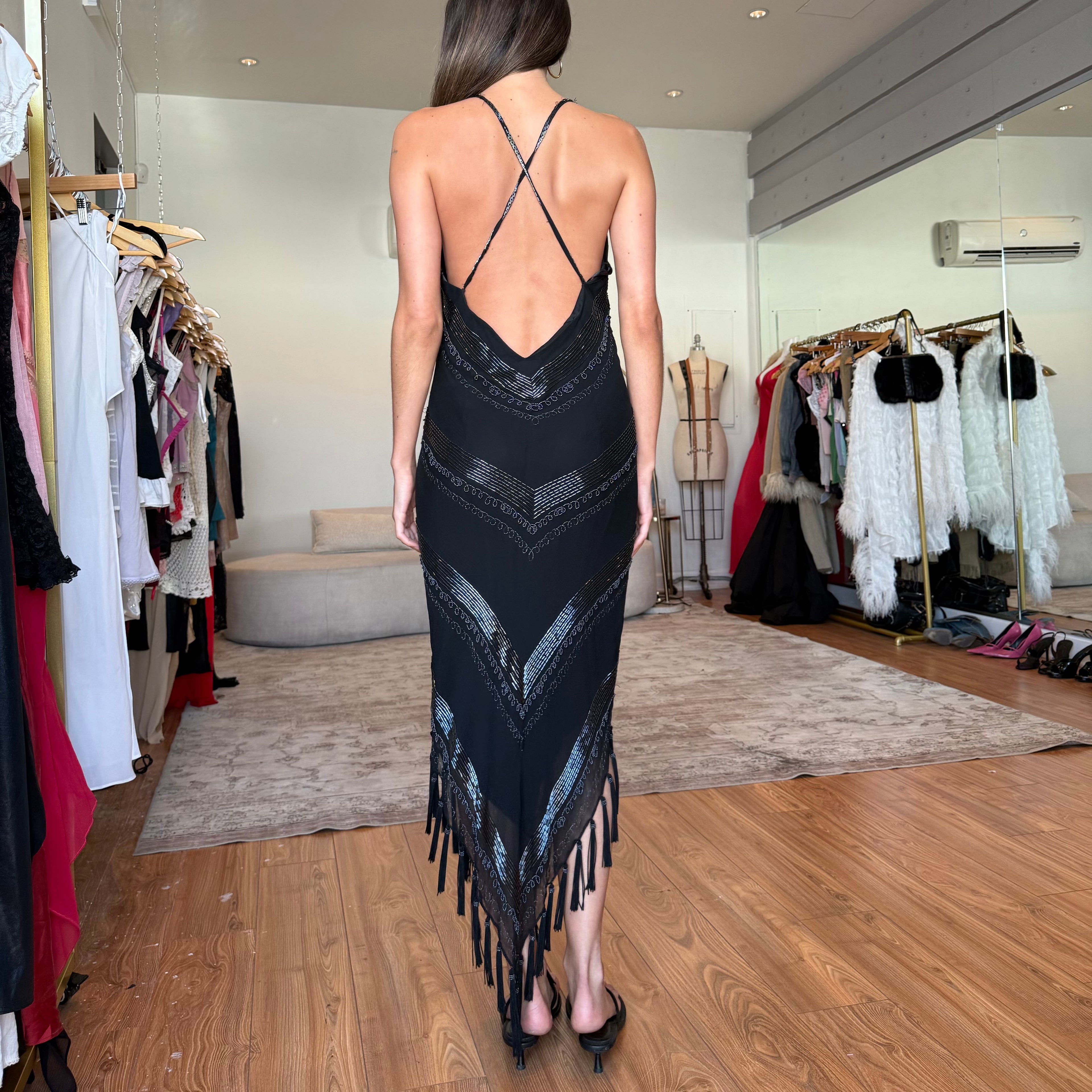 Fringe beaded dress