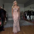 Silk beaded dress with scarf
