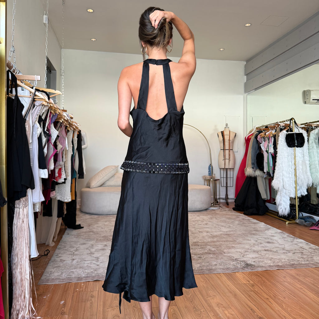Silk drop waist dress