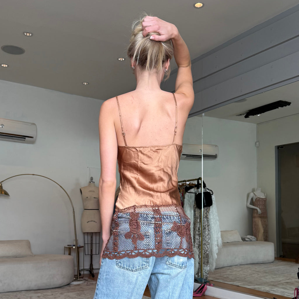 Crochet silk top