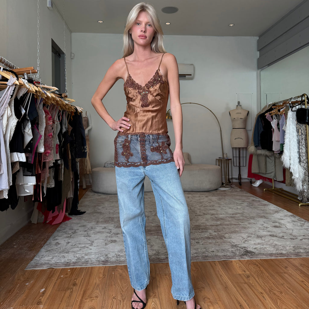 Crochet silk top