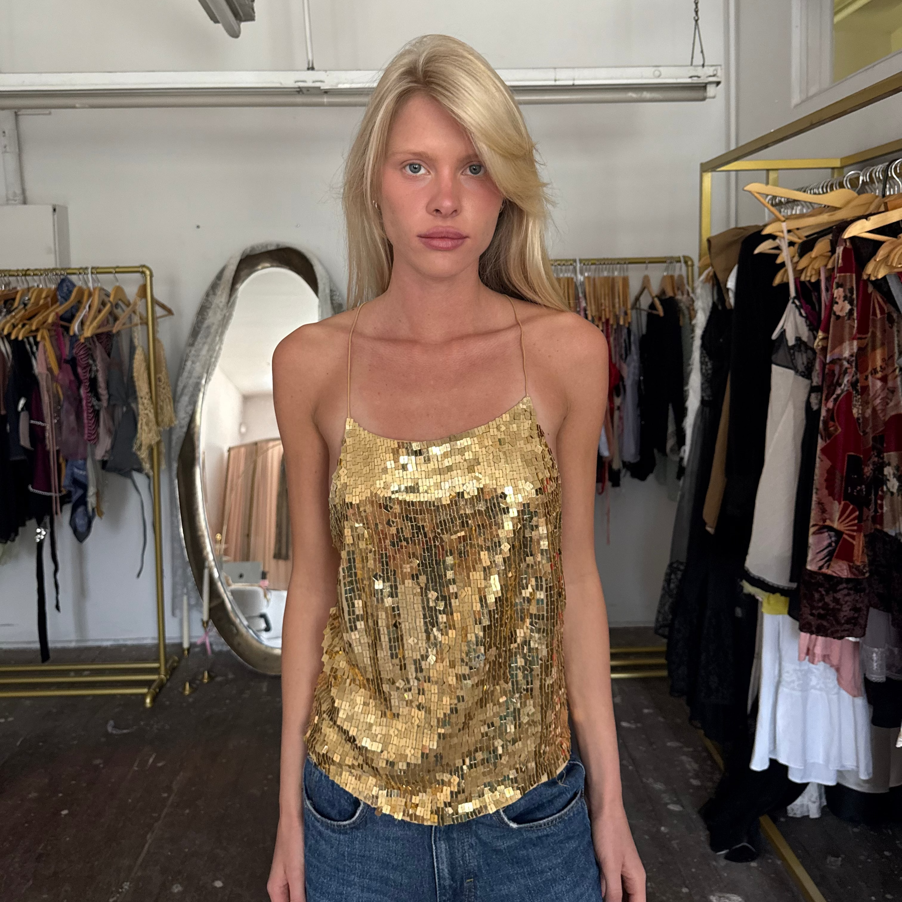 Silk sequin top