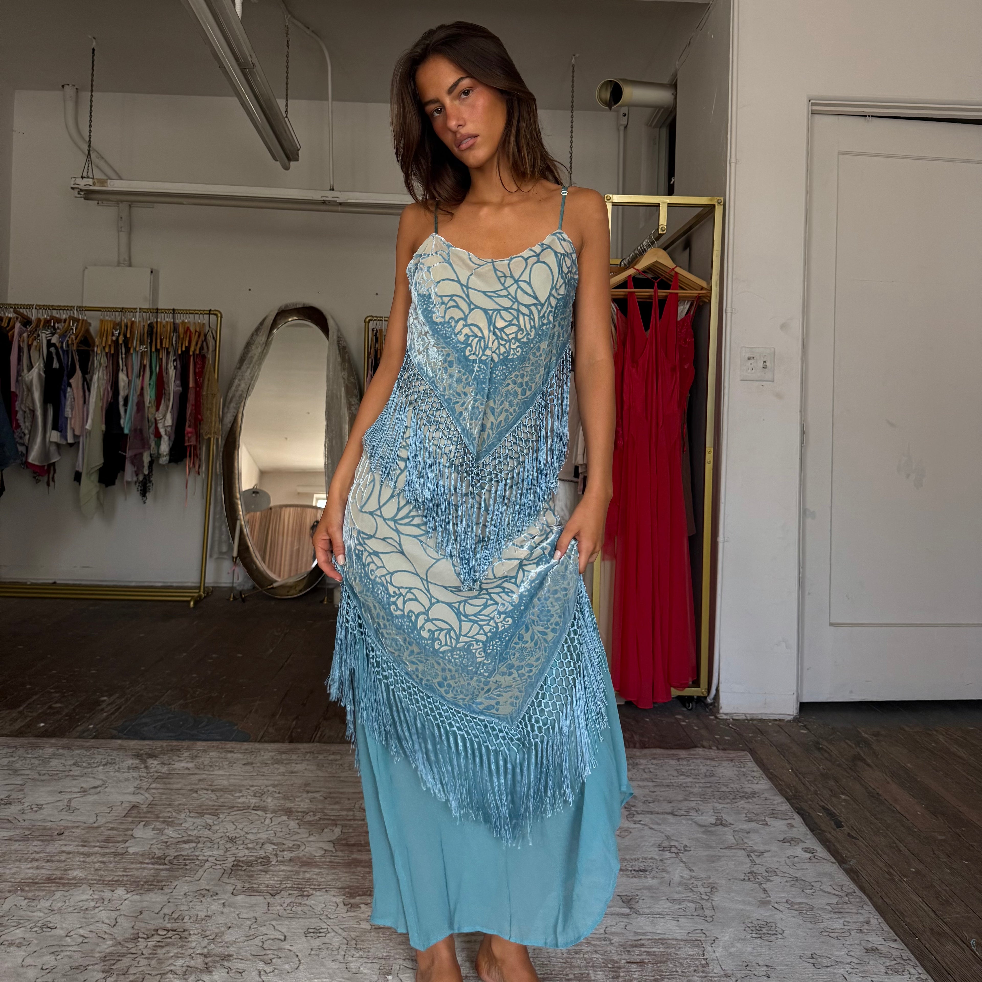 Silk fringe dress