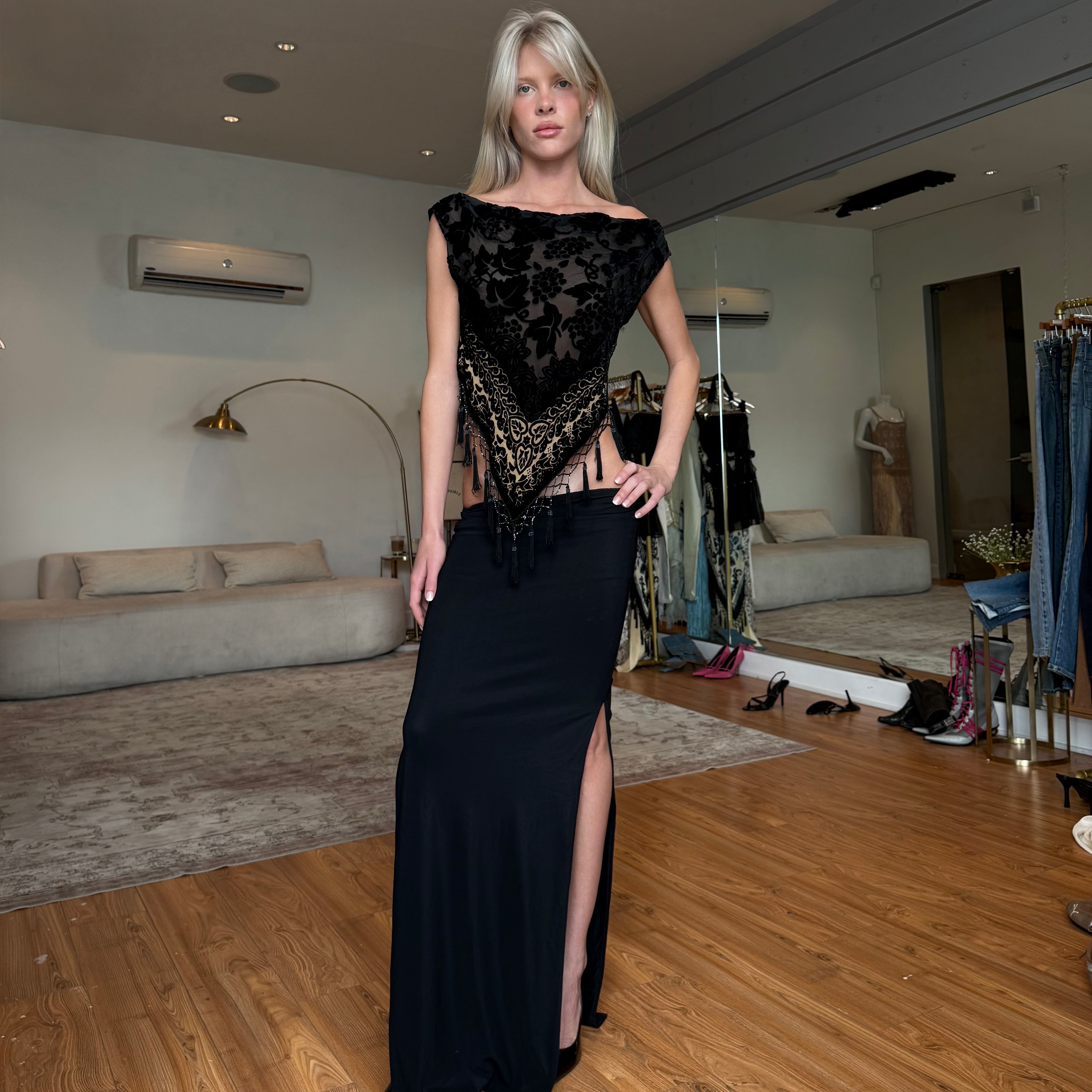 Silk beaded top