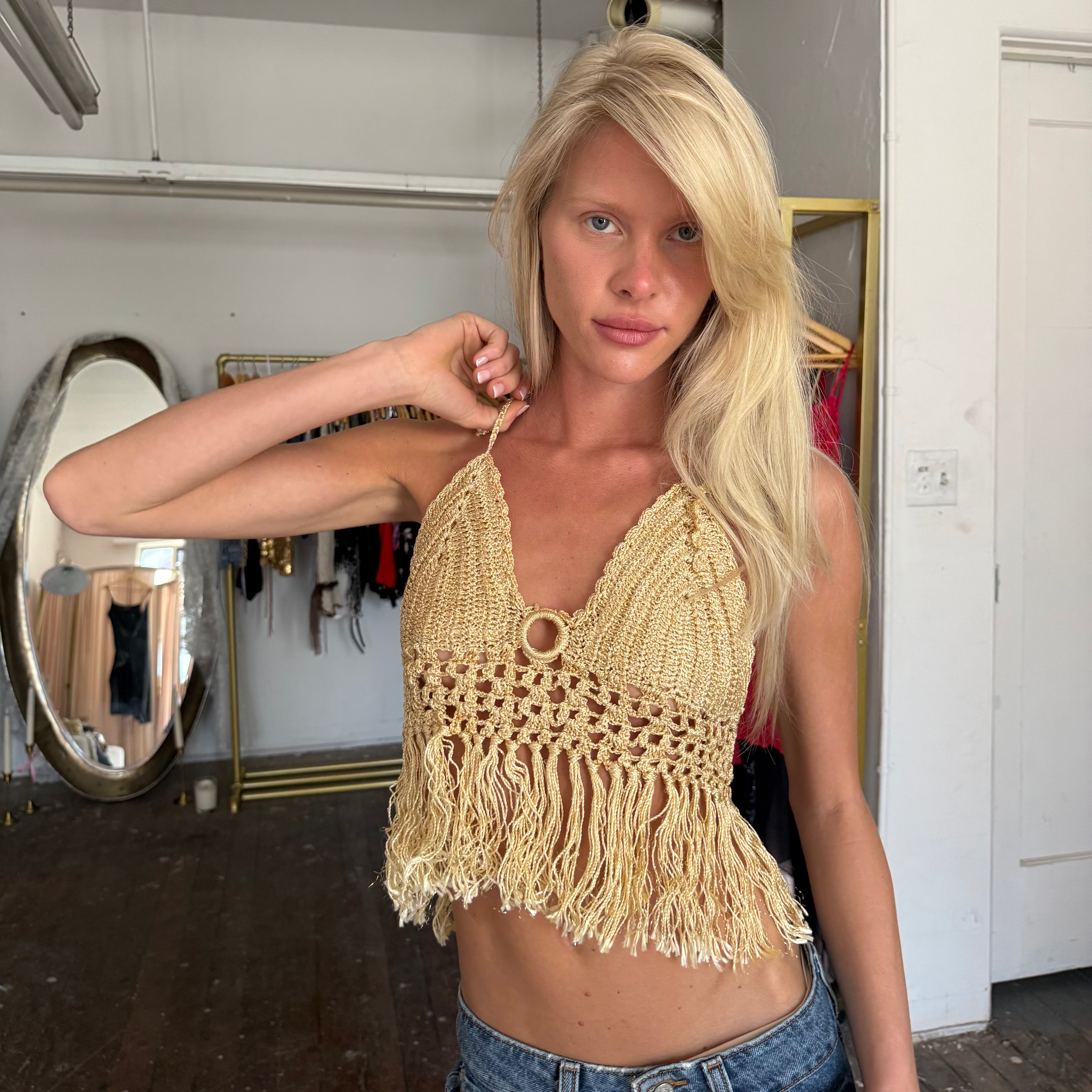 Fringe halter